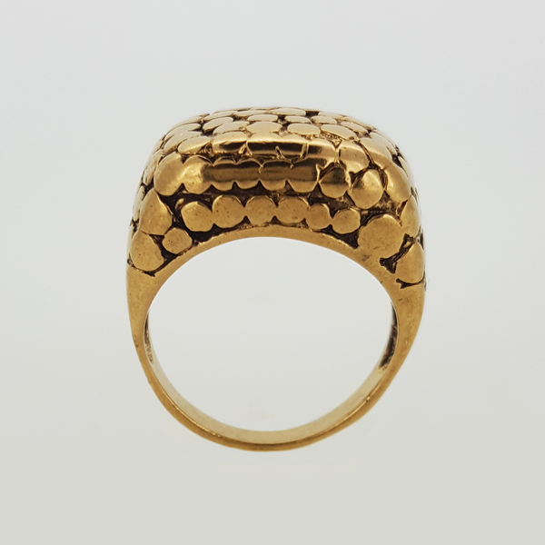 Bombe Ring Aged Yellow Gold Filled Textured