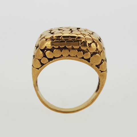 Bombe Ring Aged Yellow Gold Filled Textured