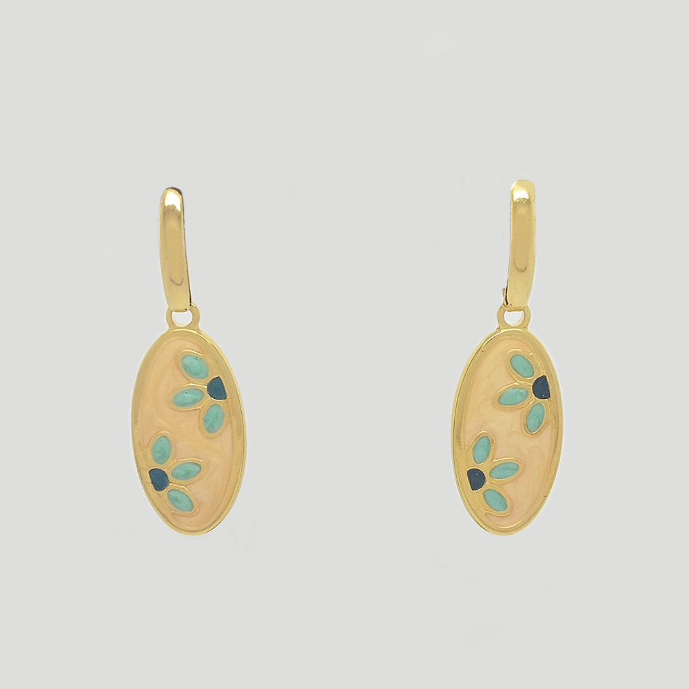 Dangle Earrings in Yellow Gold Filled with Enamel