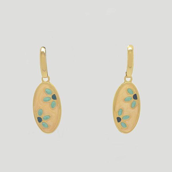 Dangle Earrings in Yellow Gold Filled with Enamel