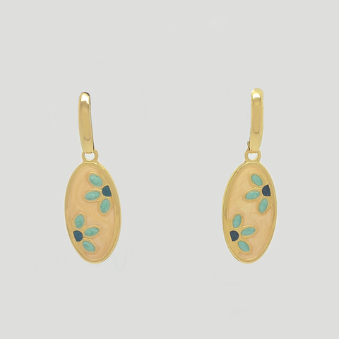 Dangle Earrings in Yellow Gold Filled with Enamel
