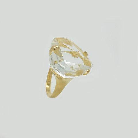 Heart Ring in Yellow Gold Filled with Crystal