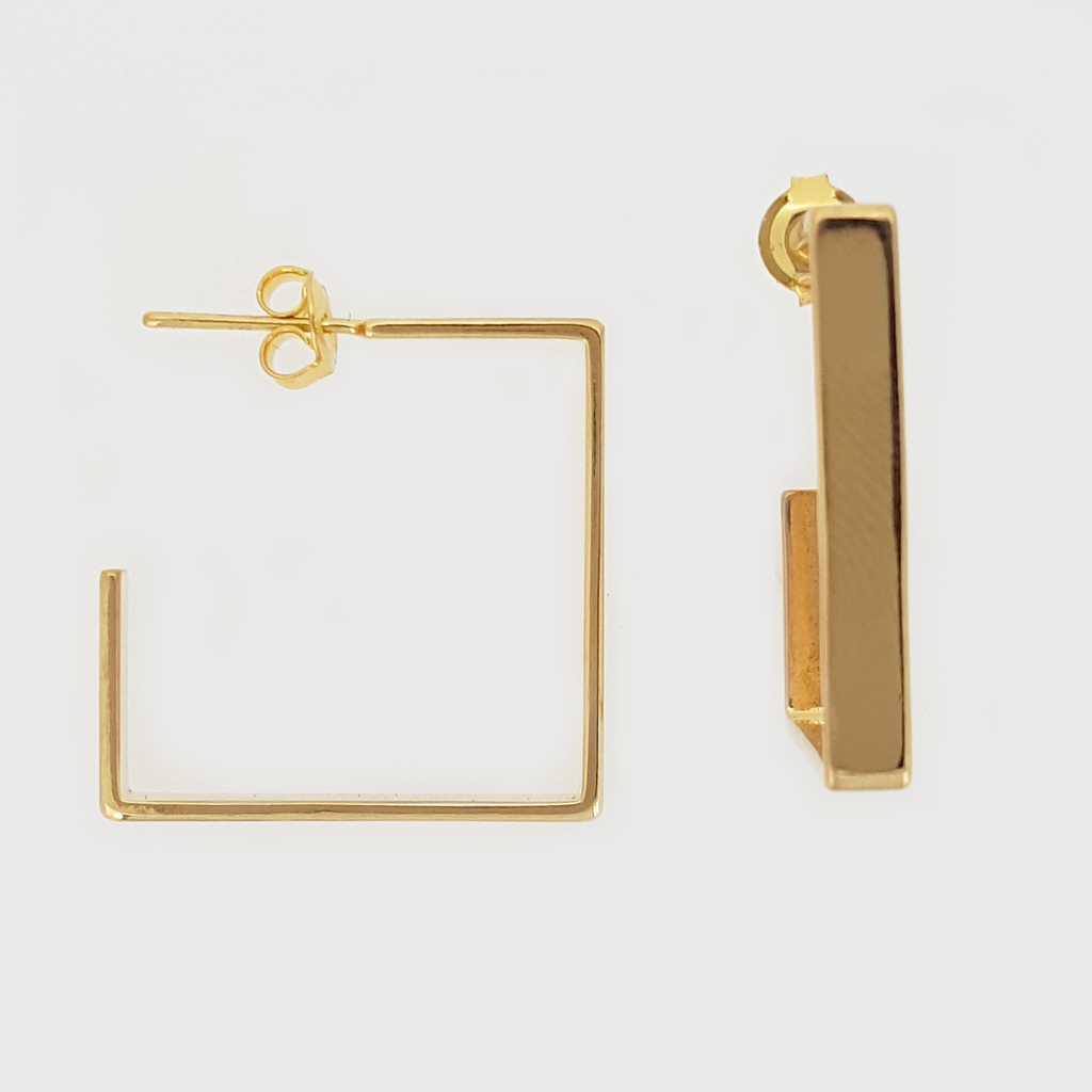 Square Hoop Earrings Medium in Yellow Gold Filled