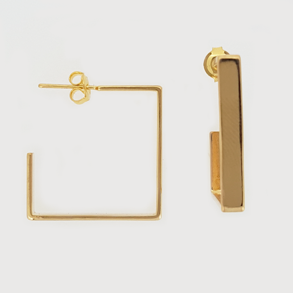 Square Hoop Earrings Medium in Yellow Gold Filled