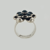 Flower Ring in Aged White Gold Filled with Dark Gemstones