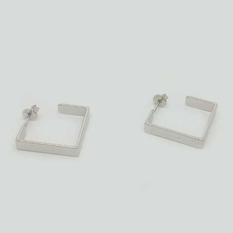 Square Hoop Earrings in White Gold Filled
