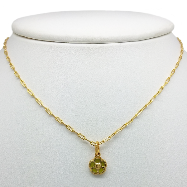 Necklace in Yellow Gold Filled Clover Pendant