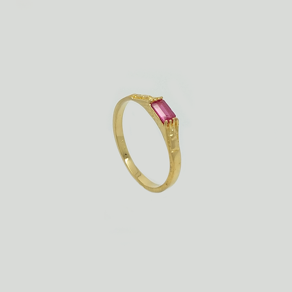Band in Yellow Gold Filled with Red Gemstone