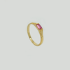 Band in Yellow Gold Filled with Red Gemstone