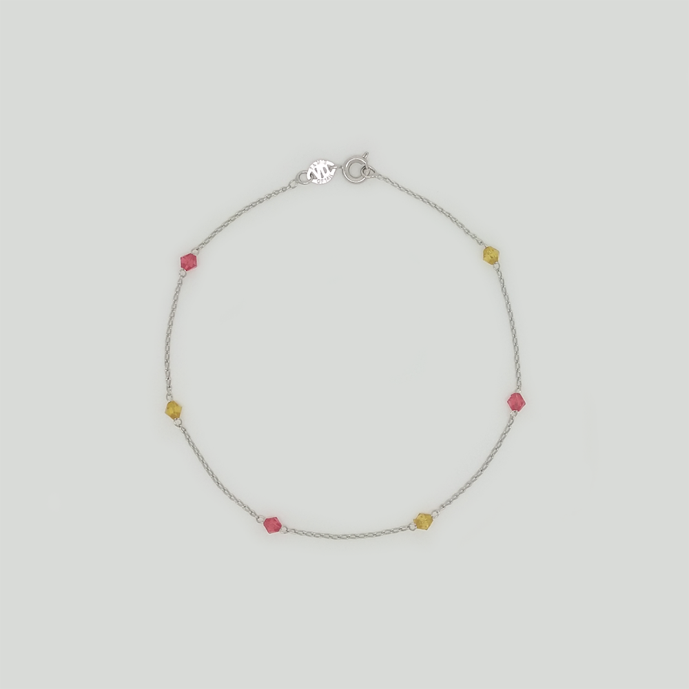 Bracelet in White Gold Filled with Beads