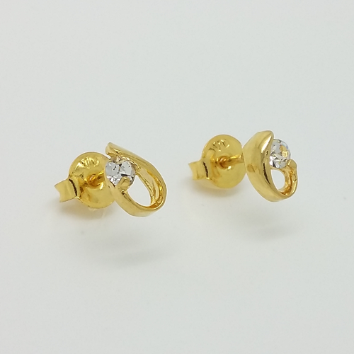 Stud Earrings in Yellow Gold Filled with Clear Gemstones