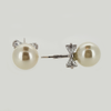 Pearl Stud Earrings in White Gold Filled with Gemstones