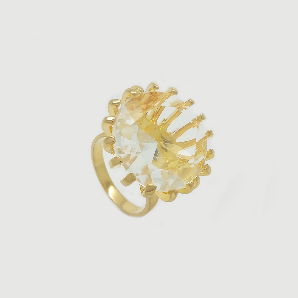 Ring in Yellow Gold Filled with Big Crystal