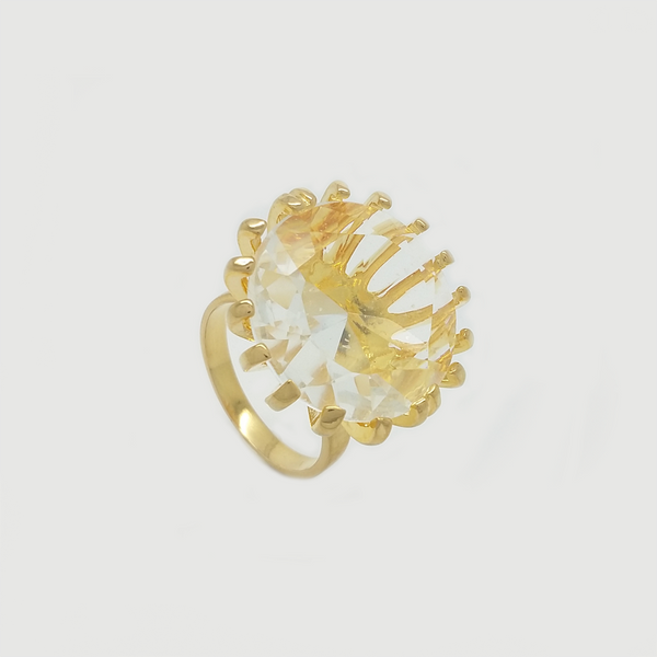 Ring in Yellow Gold Filled with Big Crystal
