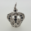 Crown Pendant in White Gold Filled with Black Gemstones