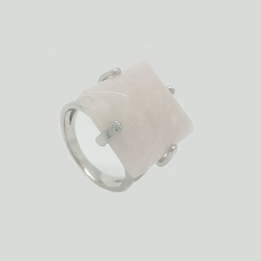 Ring in White Gold Filled with Square Rose Gemstone