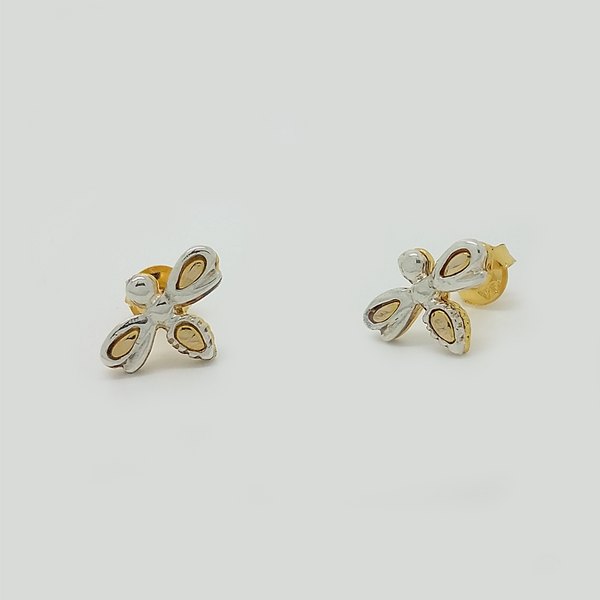 Dragon-fly Earrings in Yellow Gold Filled & Silver Enamel
