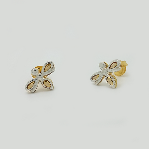 Dragon-fly Earrings in Yellow Gold Filled & Silver Enamel