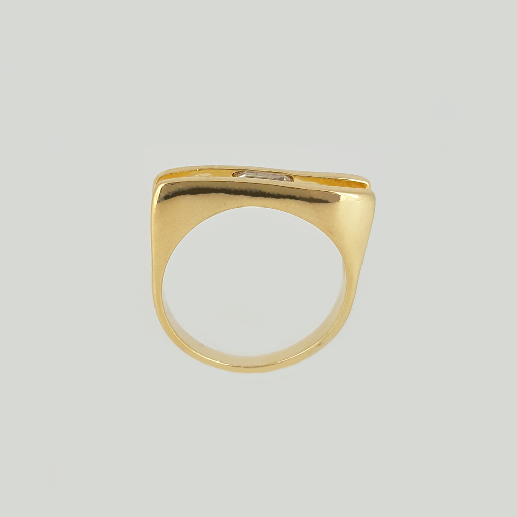 Thin Ring in Yellow Gold Filled with Gemstone