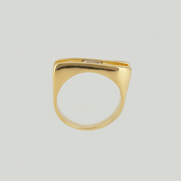 Thin Ring in Yellow Gold Filled with Gemstone