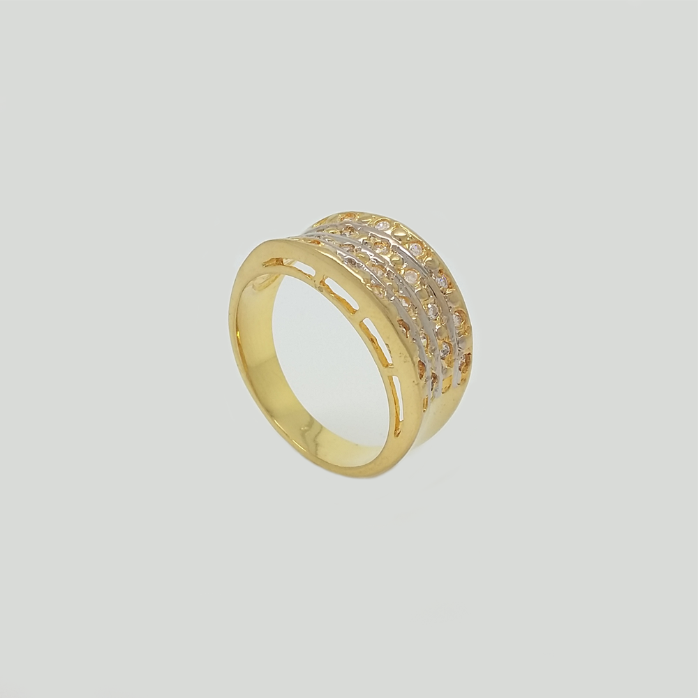 Quadruple Ring in Yelow Gold Filled with Clear Gemstones