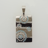 Rectangle Pendant in White Gold Filled with Gemstones