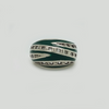 Bombe Ring in White Gold Filled with Green Enamel & Gemstone