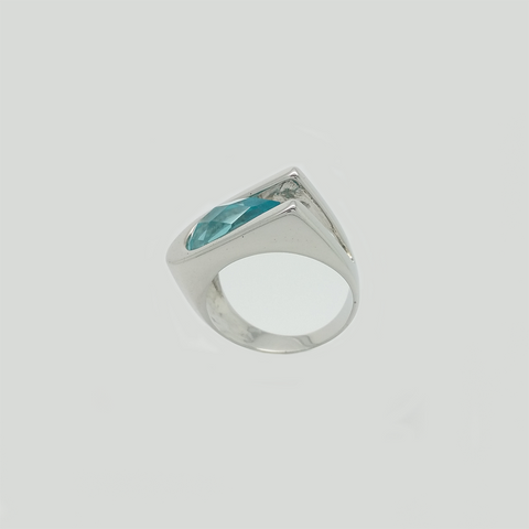 Ring in White Gold Filled with Light Blue Gemstones