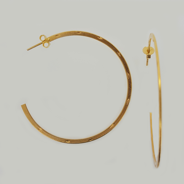 Hoop Earrings in Yellow Gold Filled Caved