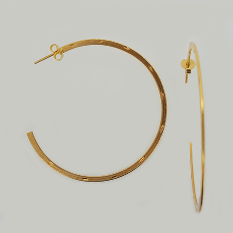 Hoop Earrings in Yellow Gold Filled Caved