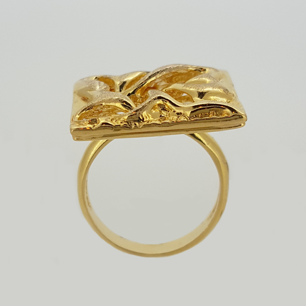Openwork Square Ring in Yellow Gold Filled
