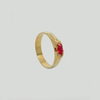 Band in Yellow Gold Filled with Oval Red Gemstone