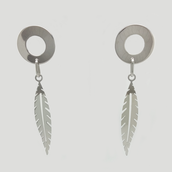 Leaf Dangle Earrings in Stainless Steel