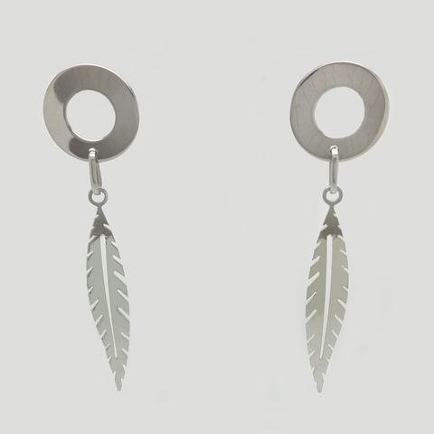 Leaf Dangle Earrings in Stainless Steel