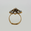 Flower Ring Aged Yellow Gold Filled With Clear Gemstones