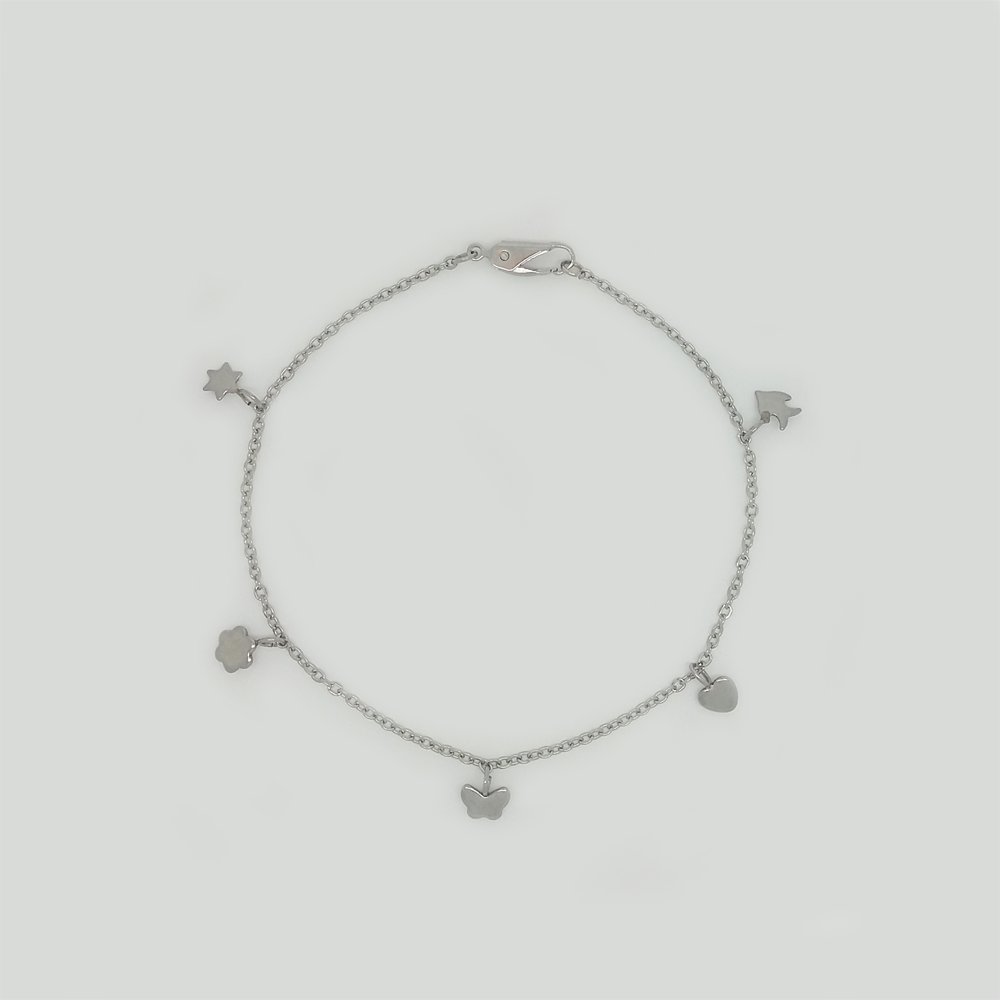Ankle Bracelet in Stainless Steel with Pendants