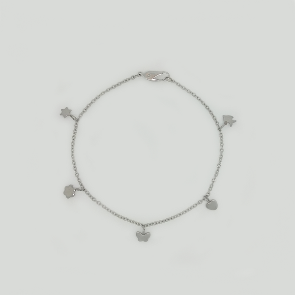 Ankle Bracelet in Stainless Steel with Pendants