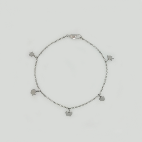 Ankle Bracelet in Stainless Steel with Pendants