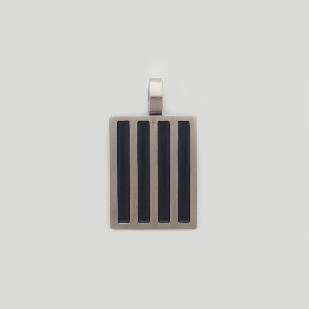 Pendant in Stainless Steel & Black Enamel