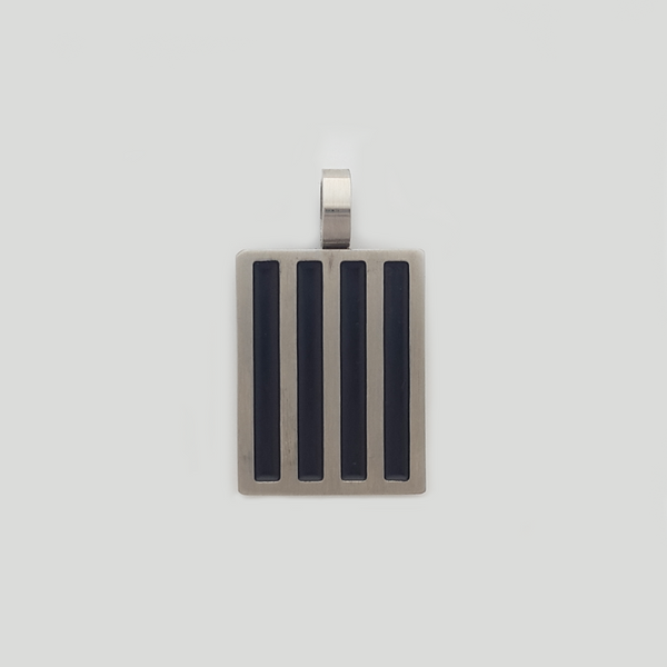 Pendant in Stainless Steel & Black Enamel