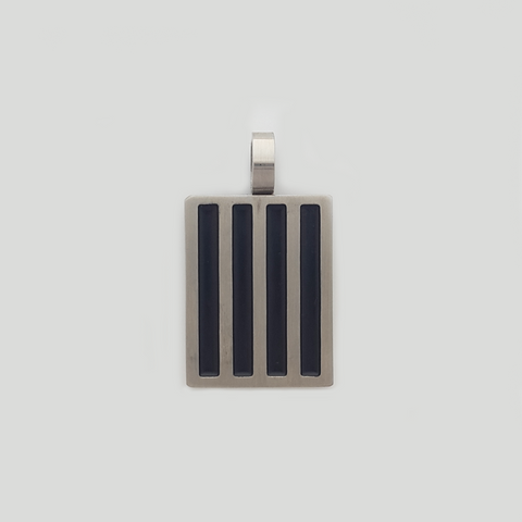 Pendant in Stainless Steel & Black Enamel