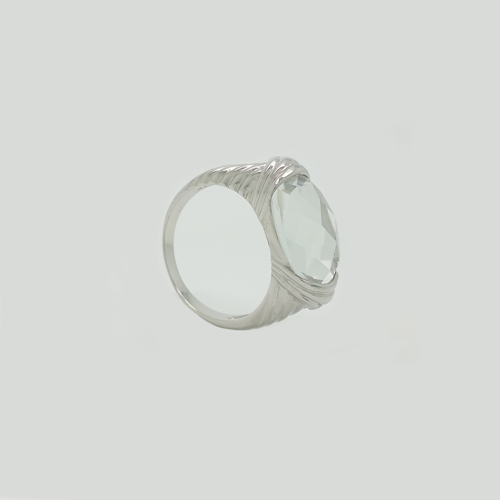 Ring in White Gold Filled with Big Aqua Gemstone
