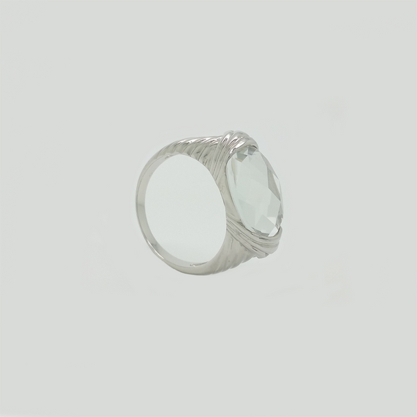 Ring in White Gold Filled with Big Aqua Gemstone