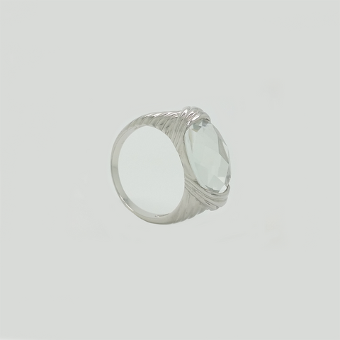 Ring in White Gold Filled with Big Aqua Gemstone