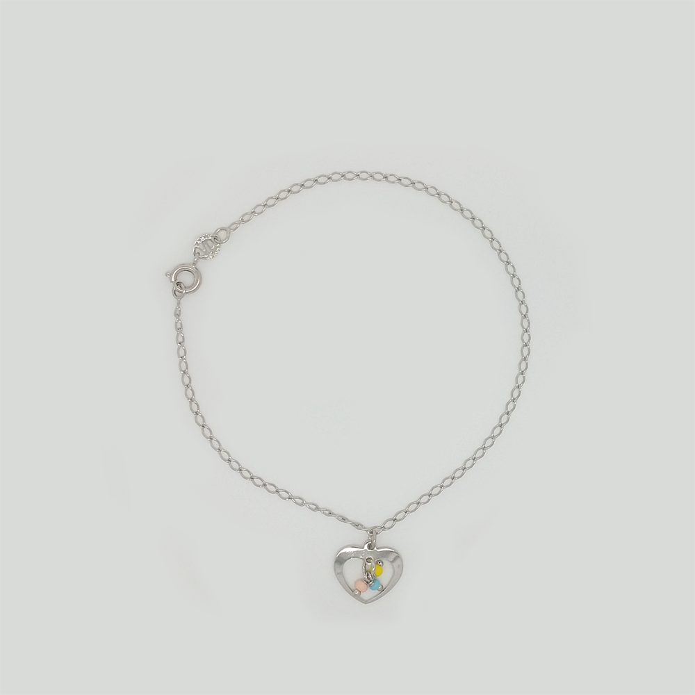 Bracelet in White Gold Filled with Heart Pendant