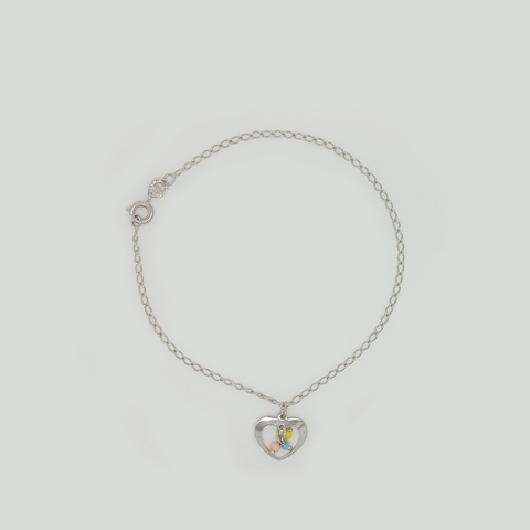Bracelet in White Gold Filled with Heart Pendant