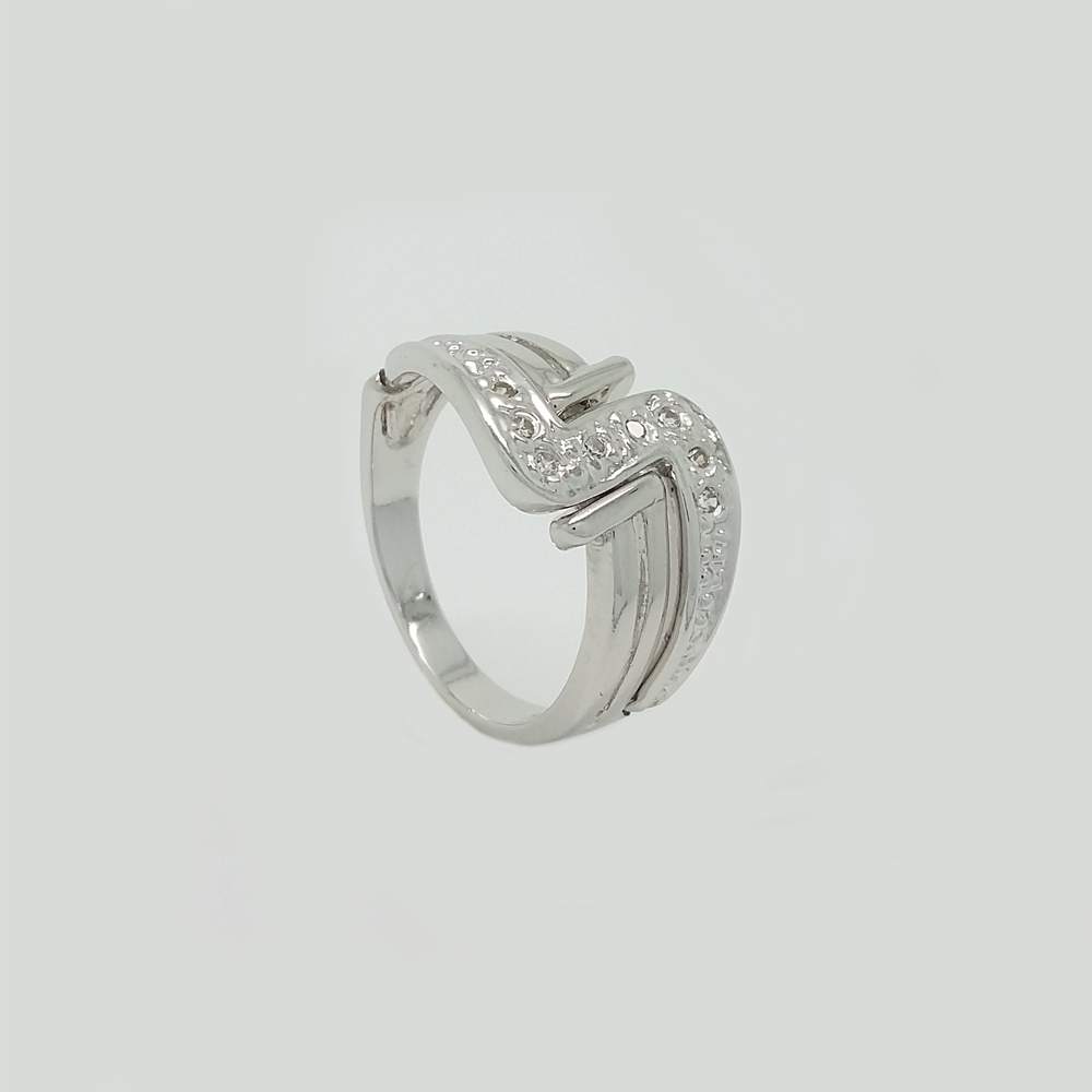 Ring in White Gold Filled with Clear Gemstones