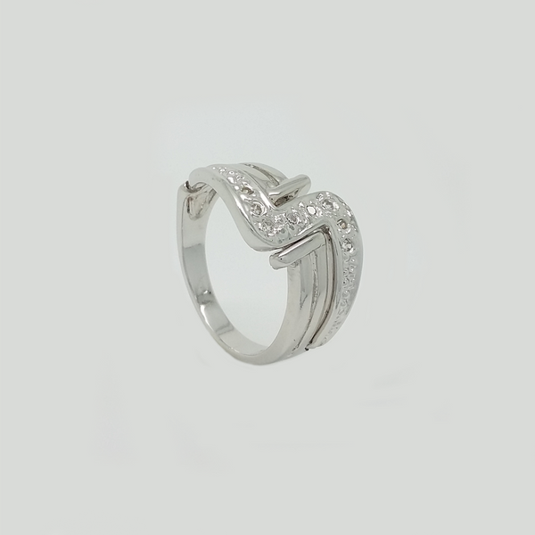 Ring in White Gold Filled with Clear Gemstones
