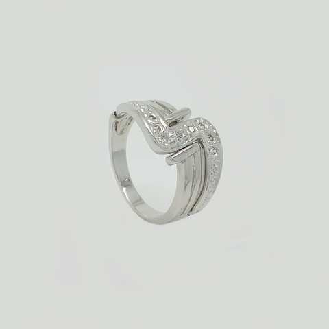 Ring in White Gold Filled with Clear Gemstones