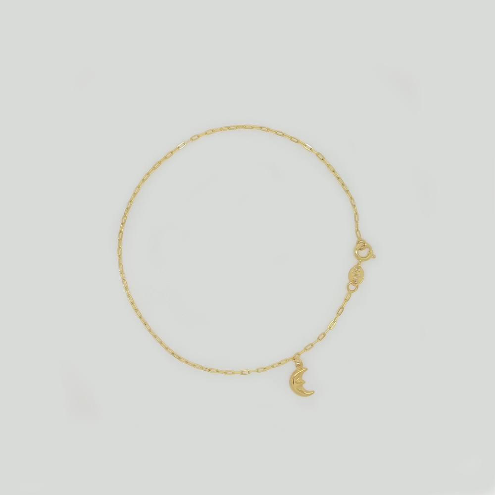 Bracelet in Yellow Gold Filled with Face Moon Pendant